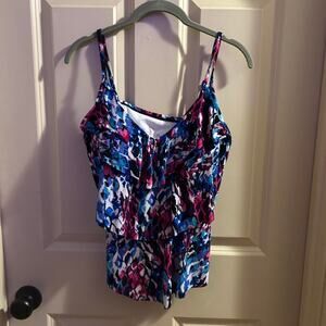 Aqua floral swimsuit top